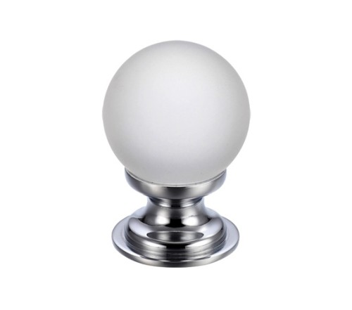 FROSTED BALL GLASS CUPBOARD DOOR KNOB